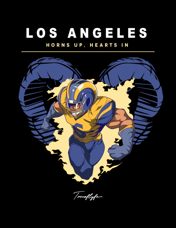 Los Angeles Horns up, Hearts In 8.5 x 11 Poster Print